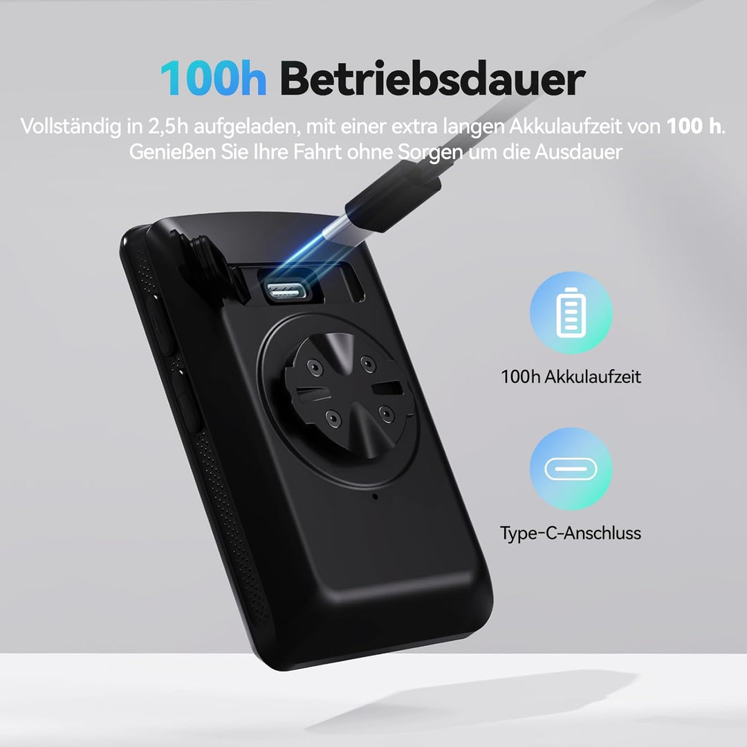 CYCPLUS GPS Fahrradcomputer, ANT+ Fahrradcomputer GPS mit Bluetooth5.0, 2,8-Zoll-LCD-Bildschirm, Fah