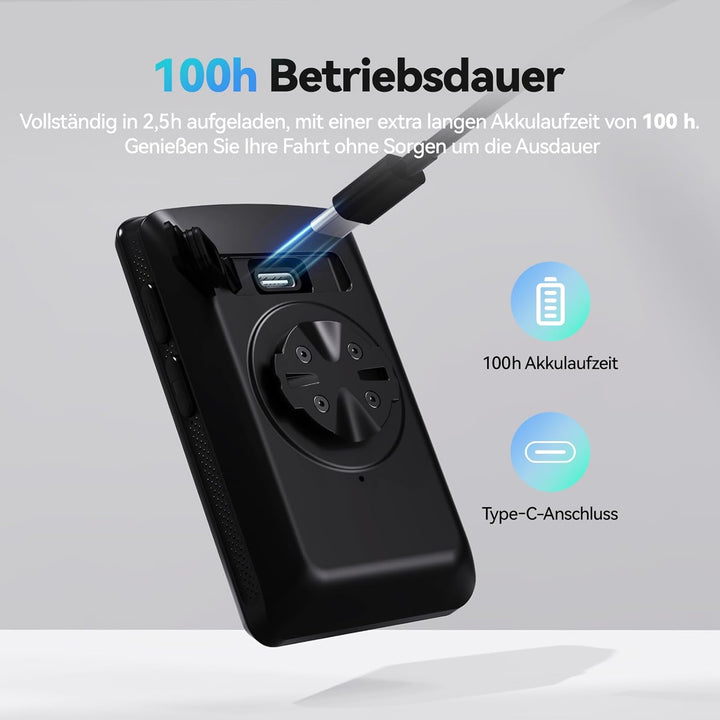 CYCPLUS GPS Fahrradcomputer, ANT+ Fahrradcomputer GPS mit Bluetooth5.0, 2,8-Zoll-LCD-Bildschirm, Fah