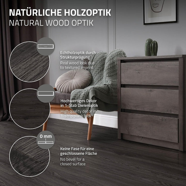 ML-Design Deluxe PVC Bodenbelag, Selbstklebende Vinyl-Dielen, Vinylboden, 91,5 cm x 15,3 cm x 2 mm,