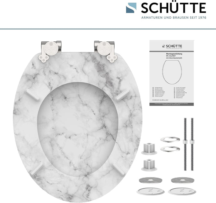 Schütte WC-Sitz MARMOR mit Absenkautomatik aus Holz Toilettensitz mit Klodeckel, Holzkern Toilettend
