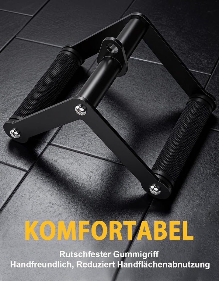 Doppel D Rudergriff Kabelzug Aufsatz, Rutschfester Gummigriff für Fitnessstudio Kabelmaschine, Schwe