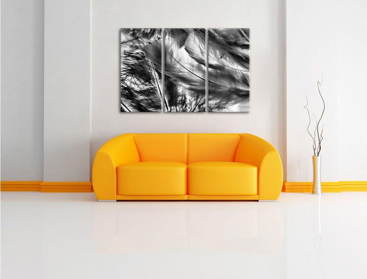 Pixxprint Bunte Federn als Leinwandbild - Grösse: 3-Teilig (120x80cm) - Wandbild - Kunstdruck - fert
