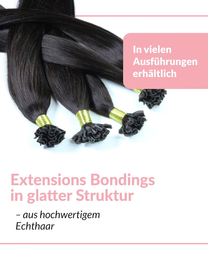 hair2heart Extensions Echthaar Bondings Glatt - 200 Strähnen 0.5g 50cm Naturschwarz 