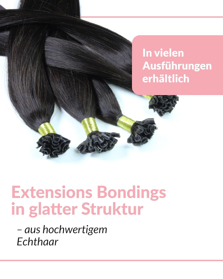 hair2heart Extensions Echthaar Bondings Glatt - 50 Strähnen 0.5g 60cm Naturschwarz #1b Naturschwarz
