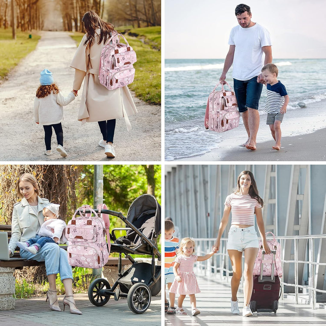 Legestori Diaper Bag Backpack, Baby Girl Diaper Bag with Insulated Pockets and Stroller Straps L-pin
