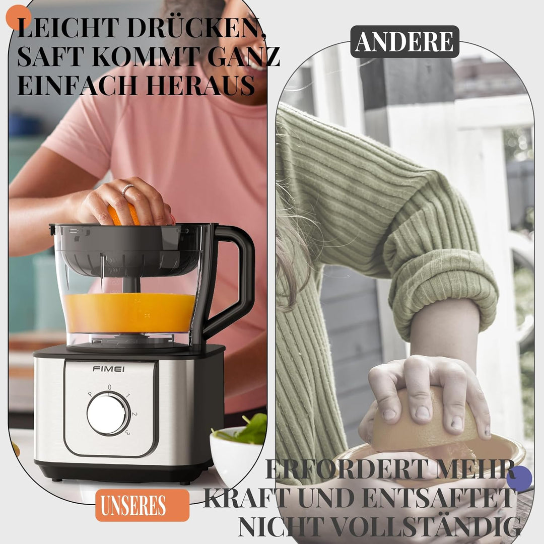 FIMEI Küchenmaschine 1100W, 11-in-1 Küchenmaschine, 3 Geschwindigkeitsstufen &amp; Pulsfunktion, 3,2L Ze