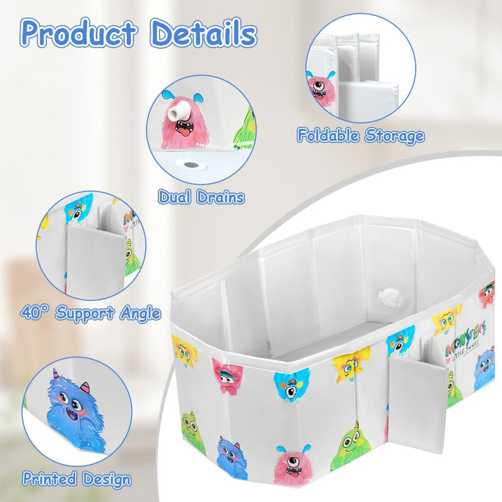 AUYAO Faltbare Badewanne Kinder Tragbare Säuglings Badewanne Baby mit Ablassschraube Integrierte Tra