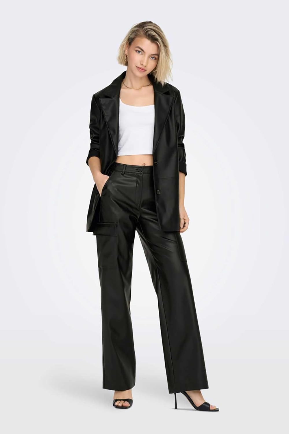 ONLY Damen Onlheidi Sus Sb Faux Leath Cc OTW Blazer XS Schwarz, XS Schwarz