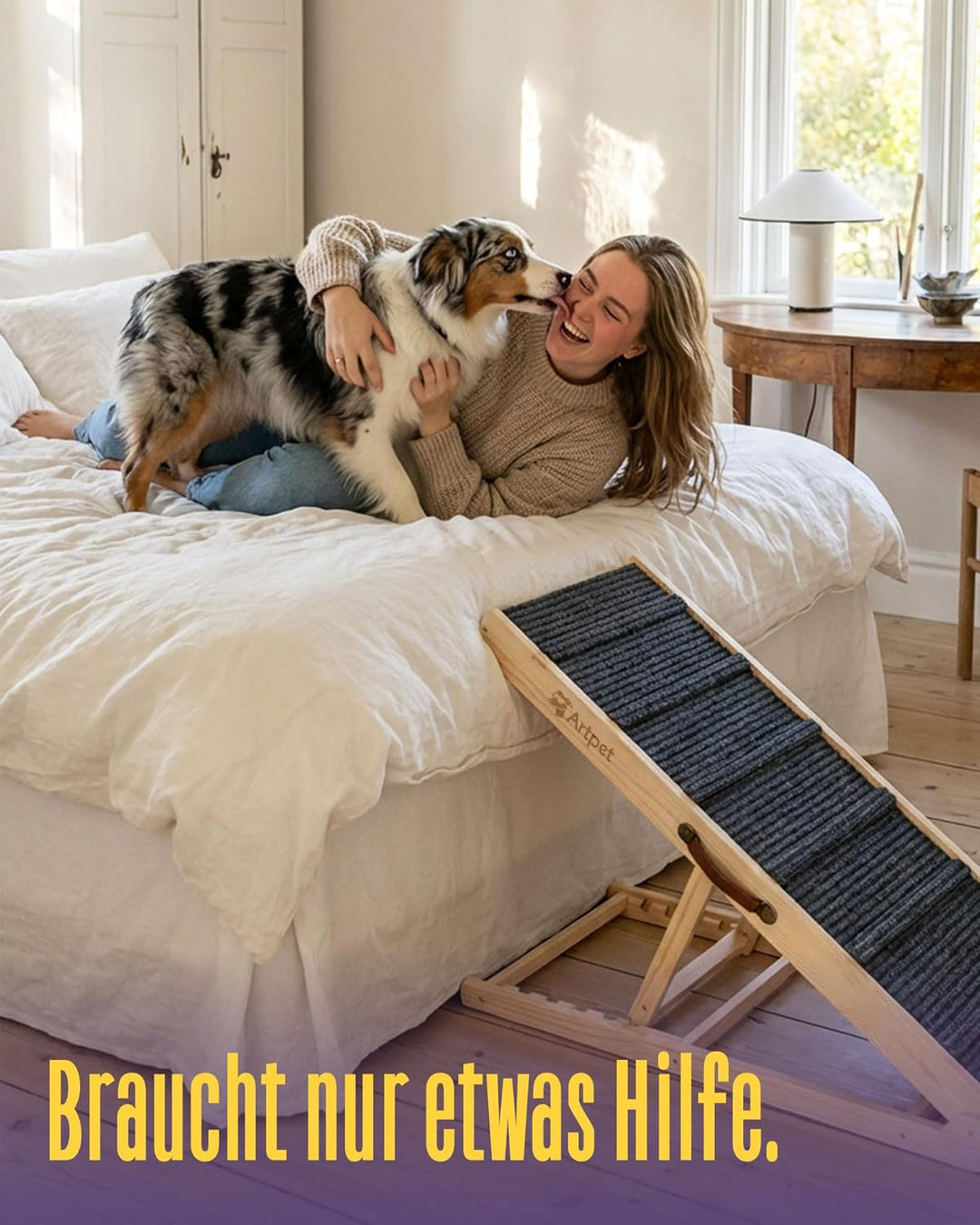 Hunderampe für Sofa Bett Klappbar Rampe für grosse Hunde Katzen Einstellbar 34-60 cm, bis zu 90 kg I