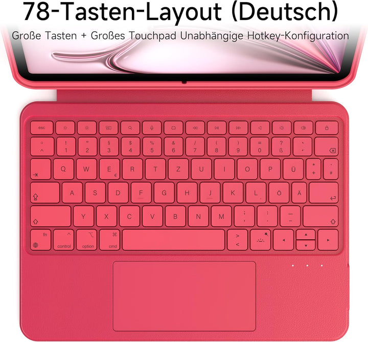 HOU 360° Drehbare Abnehmbare Hülle mit Tastatur für iPad Air 11" (M3/M2) 2025, Air 7/6/5/4,Pro 11" (