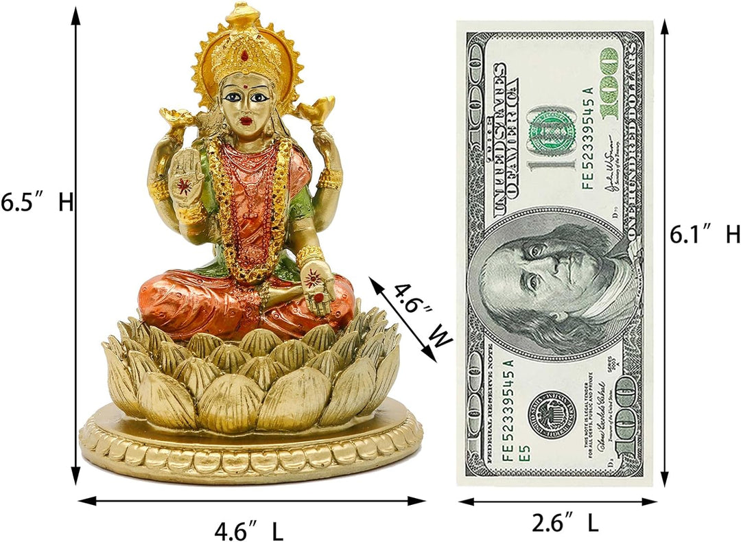 Lakshmi On Lotus 16,5 cm H lndian Gott Laxmi Statue Hindu-Murti Artikel Home Temple Mandir Pooja Dec