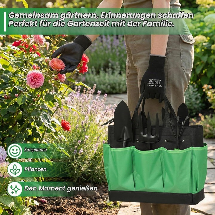 Velway Gartenwerkzeug Set 11 Stück - Gartengeräte aus Edelstahl, Robuste Handwerkzeuge mit ergonomis