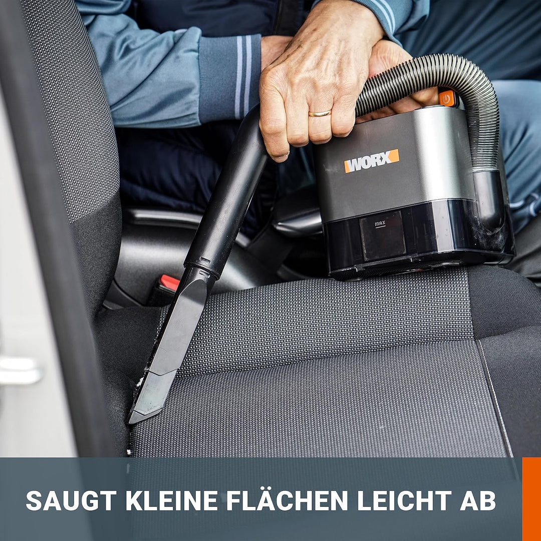 WORX WX030.9 Max Akku Autostaubsauger - beutelloser Hand-Staubsauger - 20V - mit Fugendüse und Kombi