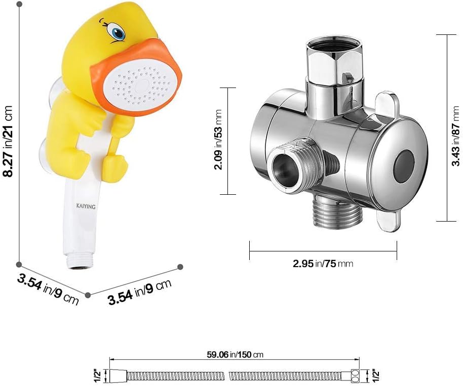 KAIYING Duschköpfe für Kinder (Ente) &amp; KAIYING Wassersparender Duschkopf mit Filter Gegen Kalk (Gebü