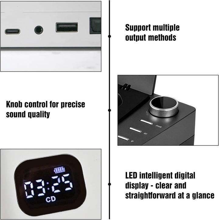 CD Player Tragbar mit Bluetooth 5.1, CD-Player mit Lautsprecher Fernbedienung Wiederaufladbar CD Spi