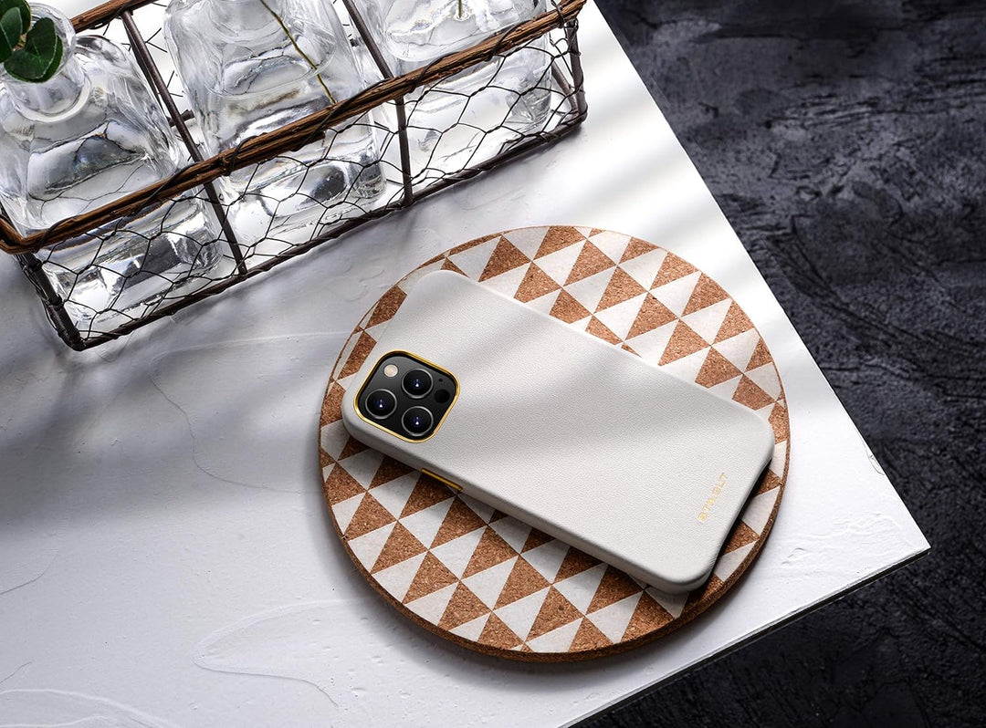 STILGUT Cover kompatibel mit iPhone 12 Pro Max Case aus Leder, Lederhülle, Hülle aus Leder, Ledercas