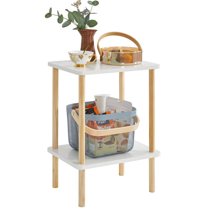IBUYKE Holz Beistelltisch, Nachttische mit 2 Ebenen, 39x29x53cm, Couchtisch, Sofatisch, für Schlafzi
