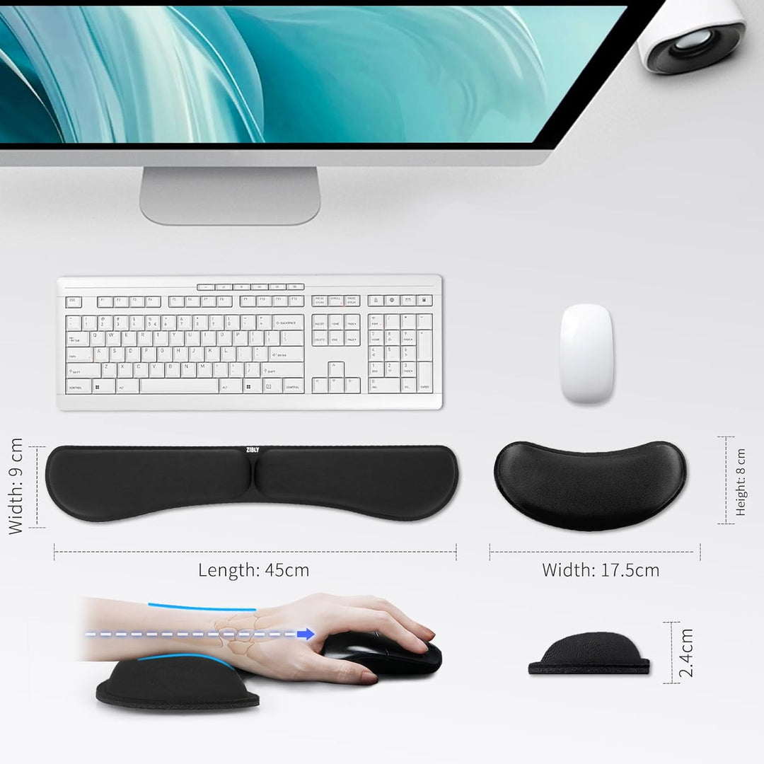 ZIBLY Tastatur- und Maus-Handgelenkauflage, rutschfestes, ergonomisches Handgelenkkissen, einfaches