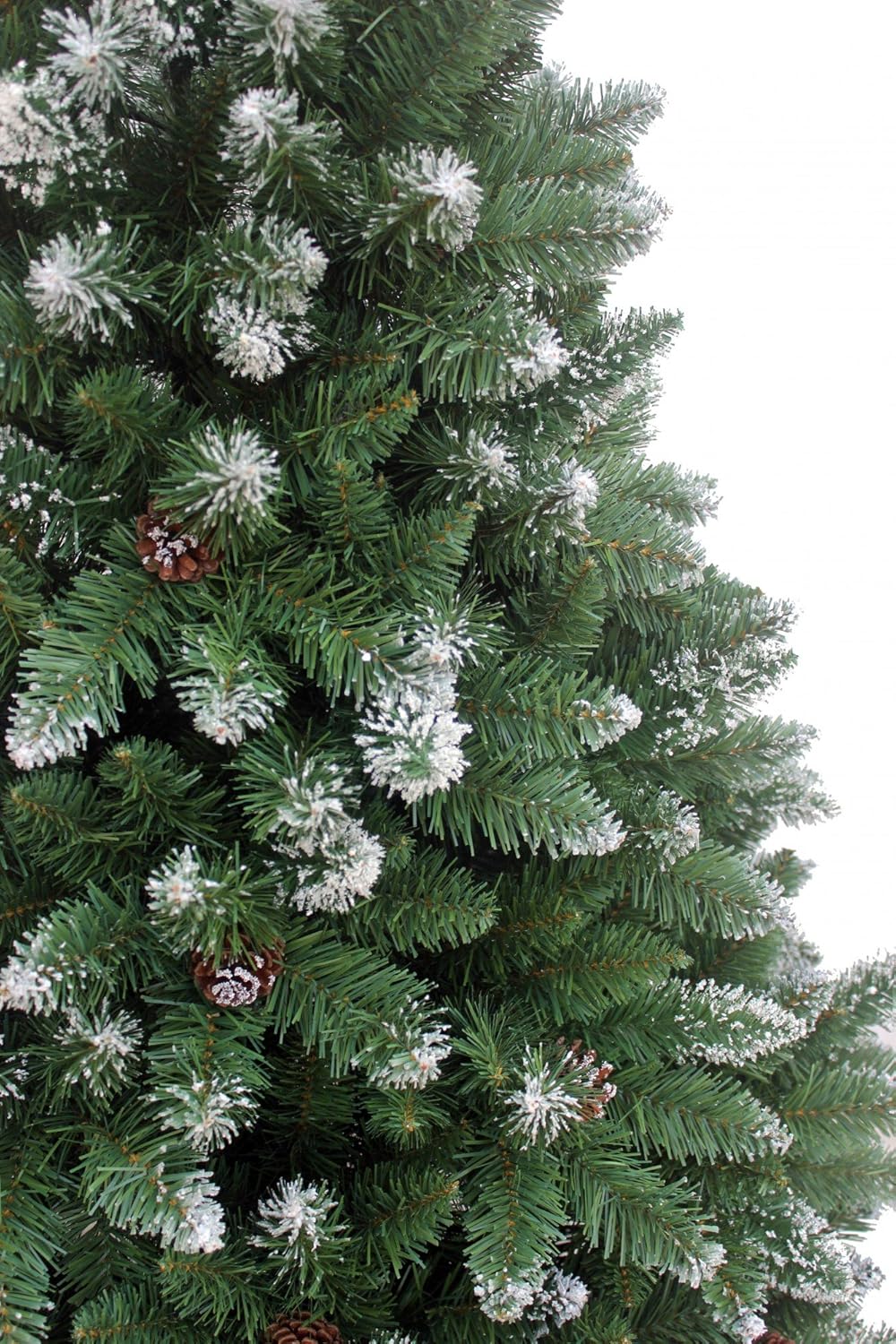 RS Trade HXT 15013 150 cm künstlicher Weihnachtsbaum mit Schnee und Zapfen (Ø ca. 96 cm) ca. 760 Spi