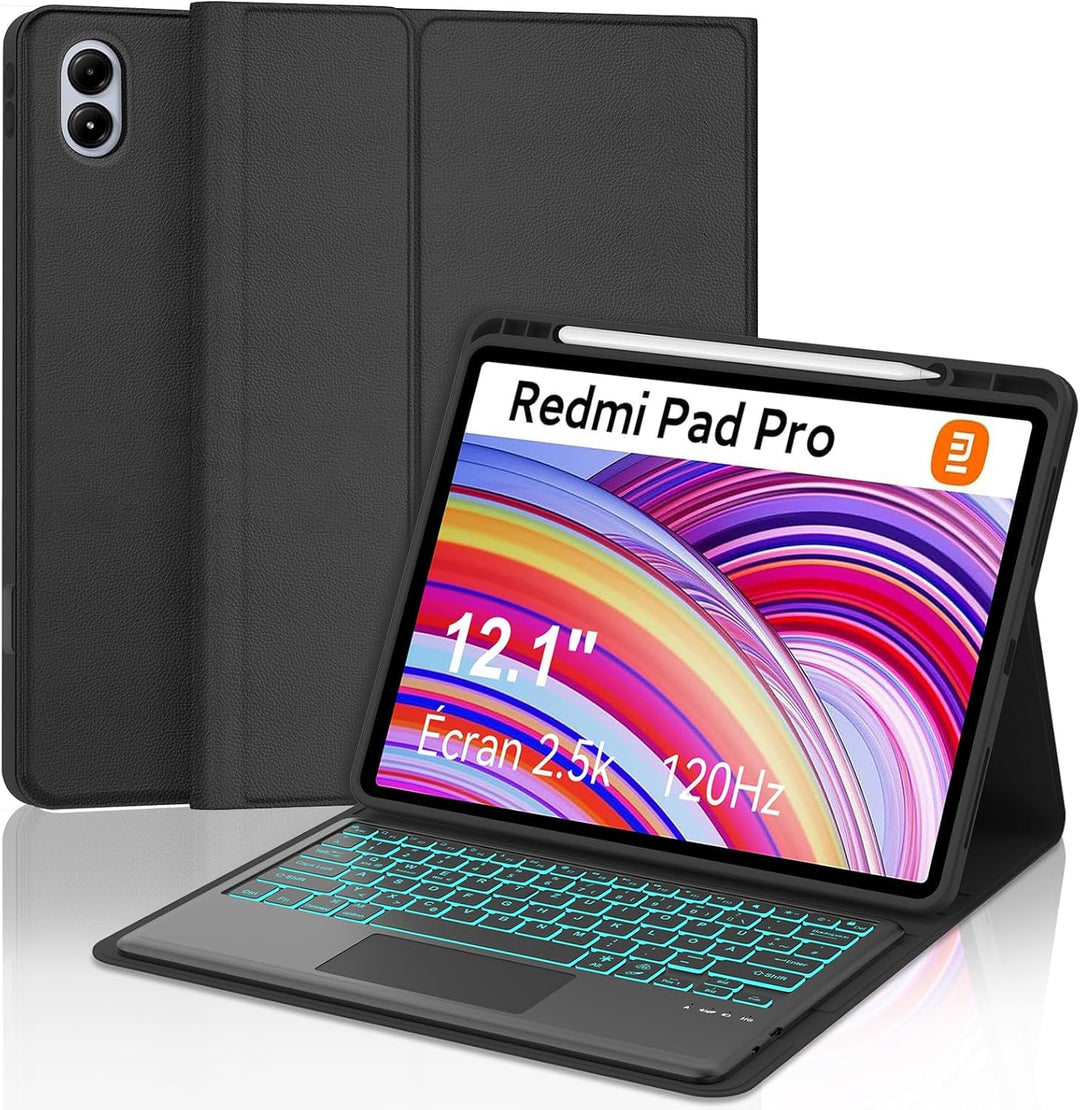 Für Xiaomi Redmi Pad Pro/Xiaomi Poco Pad 12.1 Zoll 2024 Hülle Tastatur | Mit Multi Touch Trackpad un