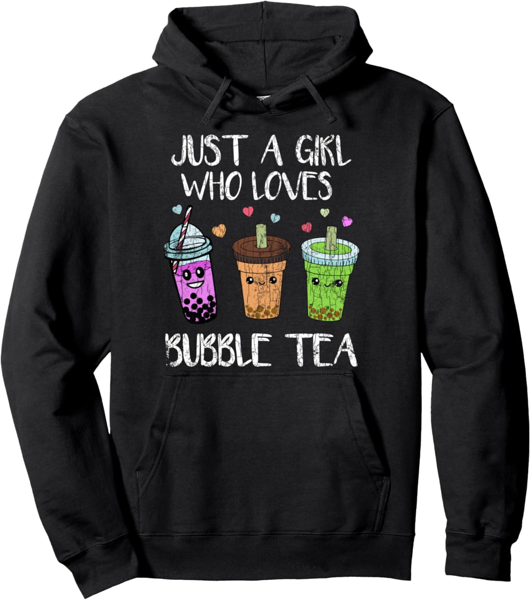 Just A Girl Who Loves Bubble Tea Lustige Boba Milk Grafik Pullover Hoodie