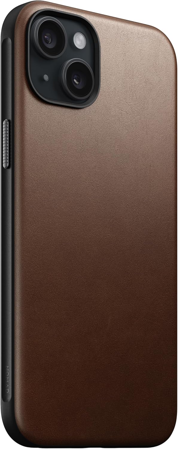 NOMAD Modern Leather Case | für iPhone 15 Plus | Schutzhülle aus Polycarbonat und hochwertigem Echtl