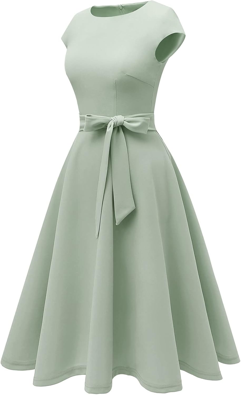 DRESSTELLS Damen Vintage Retro 1950er Cocktaikleid A-Line Swing Festlich Midilang Kleid Lightgreen M