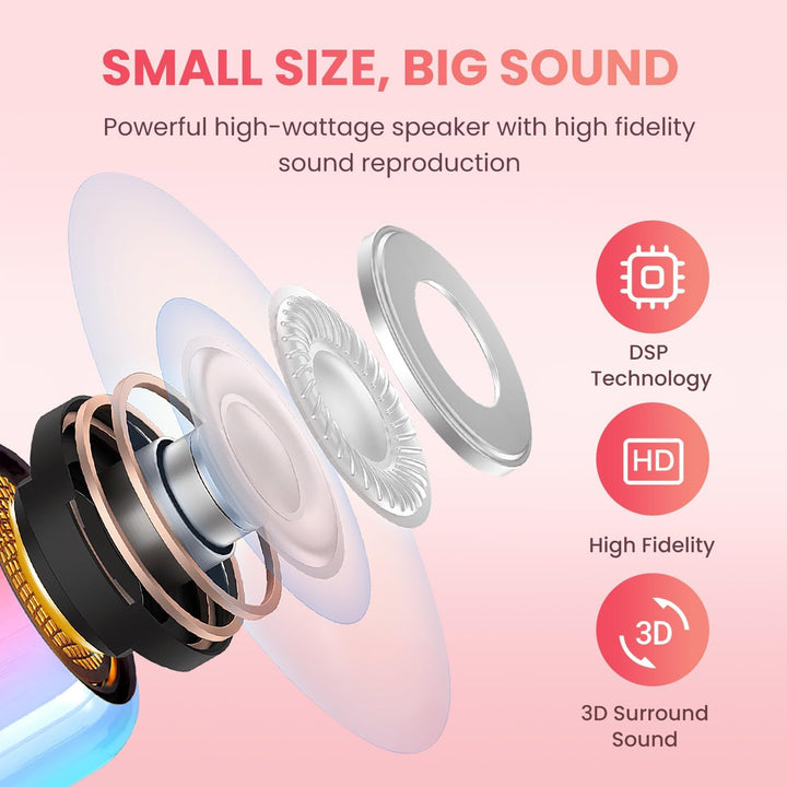 Karaoke Maschine mit 2 Drahtlosen Mikrofonen für Kinder, Tragbarer Bluetooth-Lautsprecher mit LED un