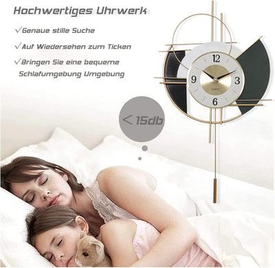 GERHWASH Moderne Grosse Wanduhr, 64x44cm Römische Ziffern Europäische Industrie Uhr Runde Metall sti