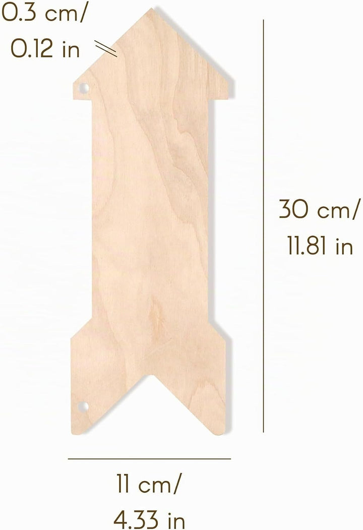 Creative Deco 5 x Holzzeiger Wegweiser Pfeil Anhängers | 30 x 11 cm | Blanko Holzschild zum Aufhänge