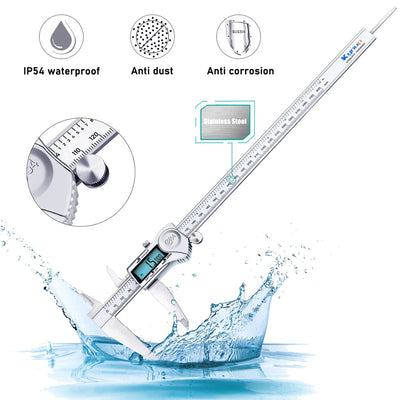 Kynup Digitaler Messschieber, 300mm Messschieber aus Edelstahl, spritzwassergeschütztes IP54-Design,