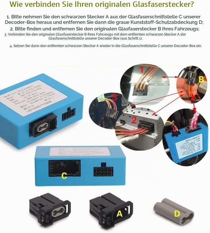 erisin PC001 Most Optical Fiber Decoder Box Glasfaser-Decoderbox für Mercedes Benz ML/GL/R/CLS/E/SLK