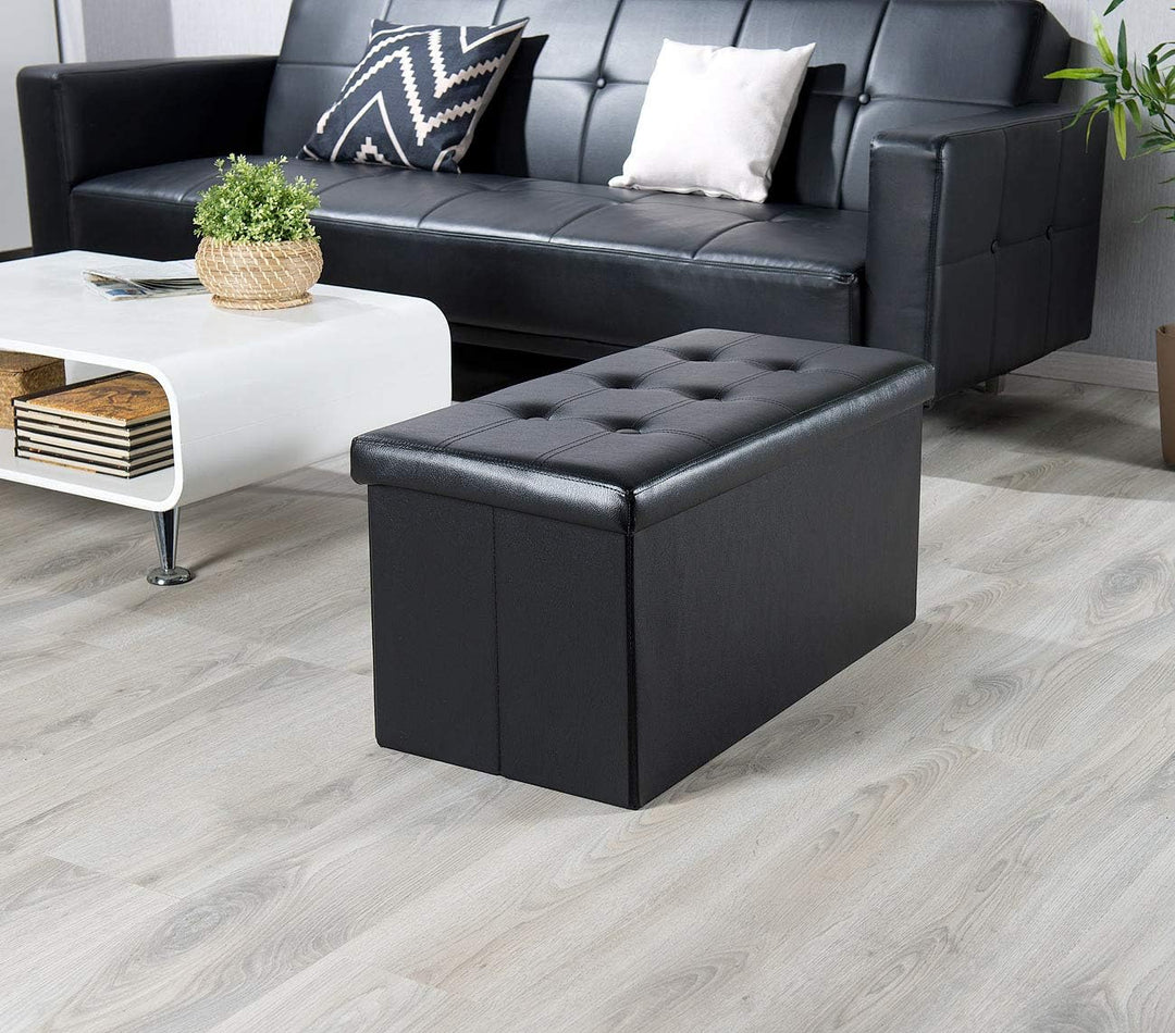 infactory Falt-Sitzbank: 4er-Set Faltbare 2in1-Sitzbänke und -truhen, 80 l, bis 300 kg, schwarz (Auf