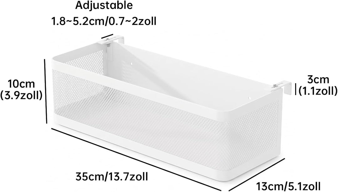 Bettablage zum Einhängen, Bett Organizer für Schlafzimmer &amp; Wohnheim, XL Weiss 35 × 13 × 10 cm, Weis