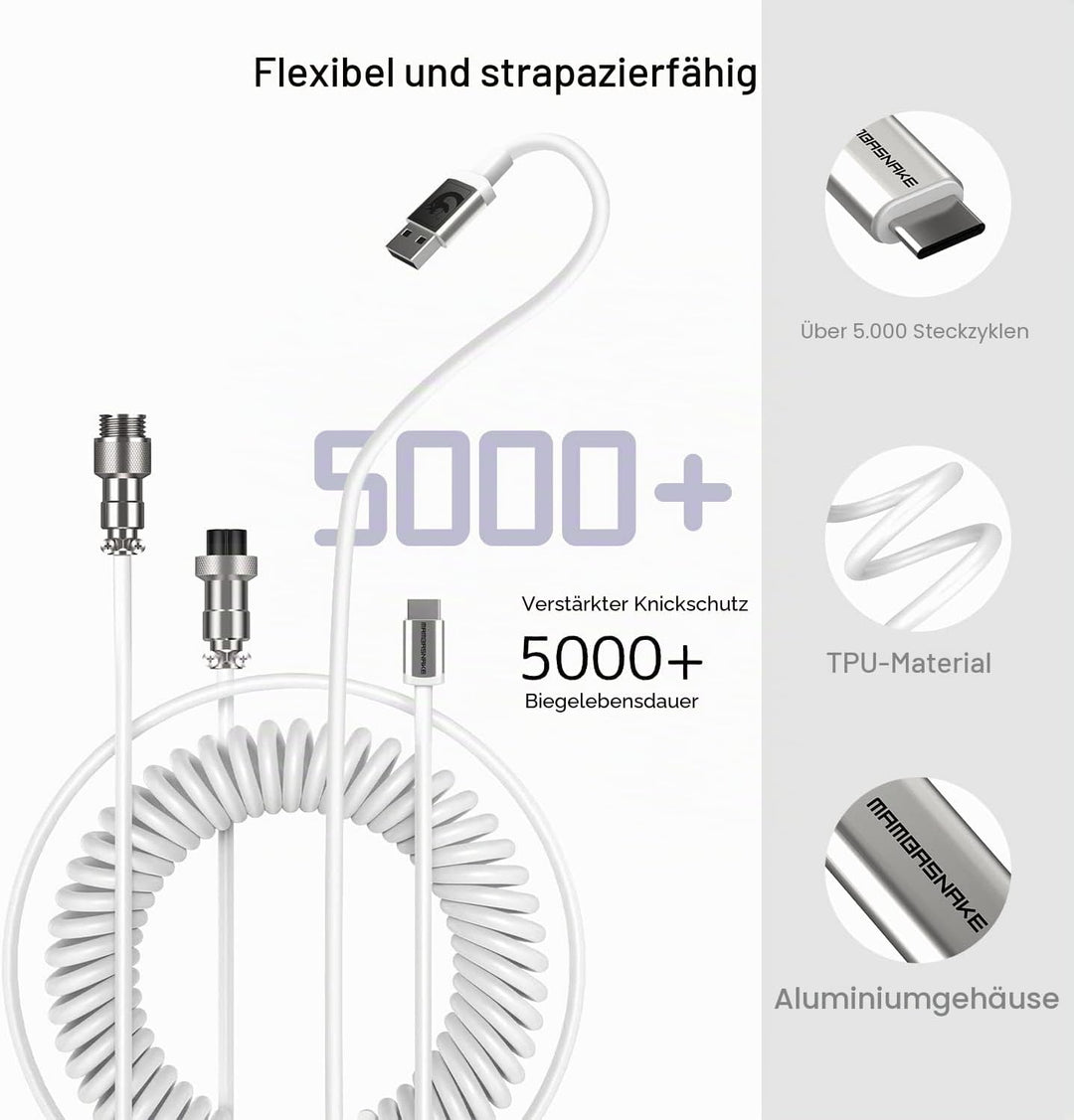 Computer-Gaming-Tastaturkabel, kundenspezifisches gewickeltes Fliegerkabel für mechanische Tastatur,