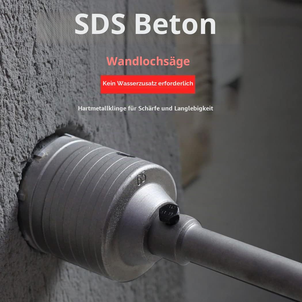 Betonbohrer-Set, 30mm, 40mm, 50mm Lochsäge, SDS-Bohrer und 350mm Adapter, Hartmetall-Hohlbohrer für