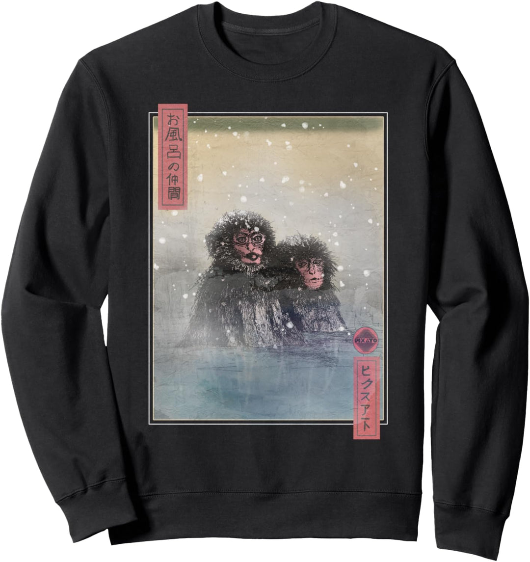 Japanischer Makake | Schnee-Affen Japanmakak Ukiyoe Kunst Sweatshirt