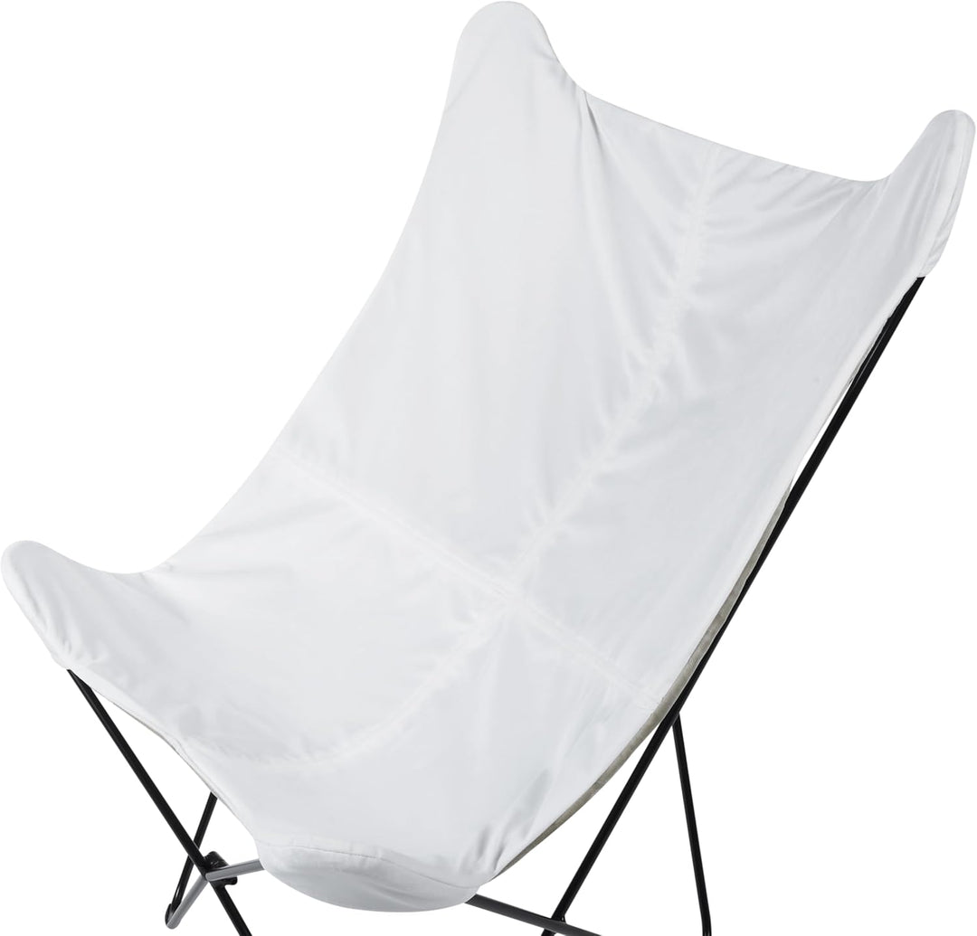 Schmetterlingssessel Samtstoff weiss Haarnadel-Metallgestell schwarz Retro Nybro