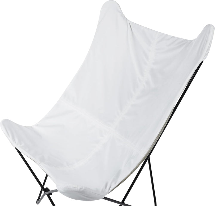 Schmetterlingssessel Samtstoff weiss Haarnadel-Metallgestell schwarz Retro Nybro