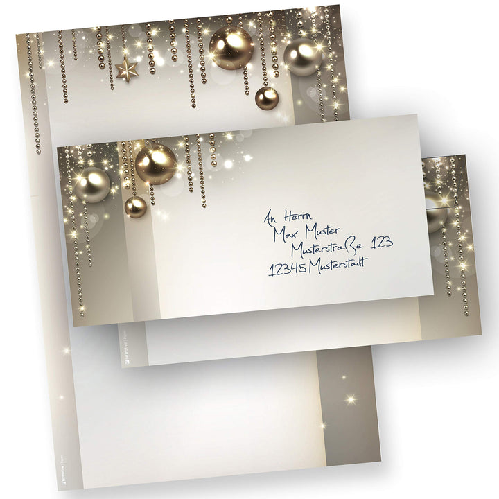 Briefpapier Weihnachten Set NOBLESSE 25 Sets elegantes Weihnachtsbriefpapier Design DIN A4 - mit Ums