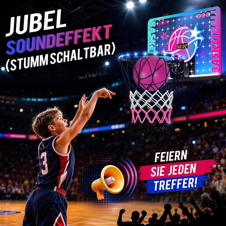 ROPODA Basketballkorb Indoor für Kinder, Mini Basketballkorb mit LED-Licht, Fernbedienung & Anzeiget