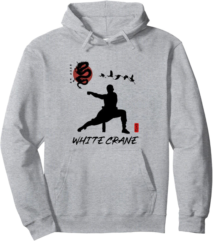 Weisser Kranich-Anfänger-Design Chinesische Kung-Fu-Kalligraphie Pullover Hoodie