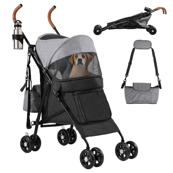 DWVO Hundewagen Hundebuggy für Hunde & Katzen bis 11,3 kg, Faltbar klappbar, Haustiere Buggy mit Kis