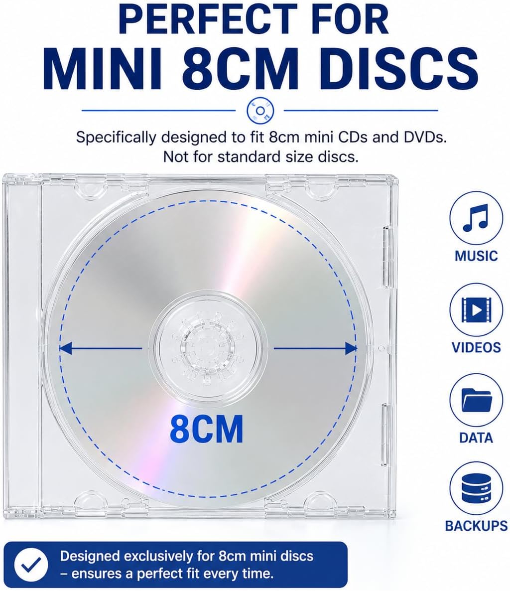25 x Klare 8-cm-CD-Hüllen für kleine 8-cm-Discs von Dragon Trading