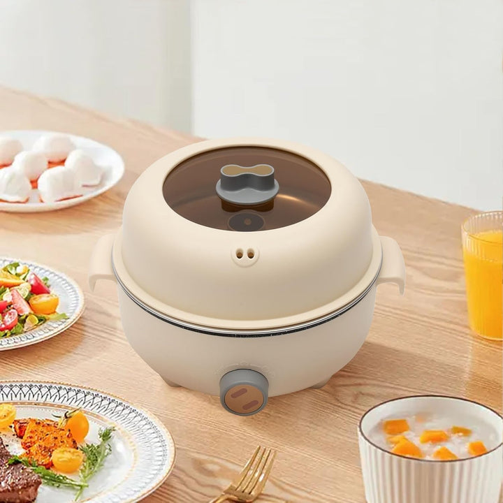 Elektrischer Hot Pot 1,5L Mini Multikocher 300W/600W Edelstahl 1–2 Personen | PP Gehäuse Antihaftbes