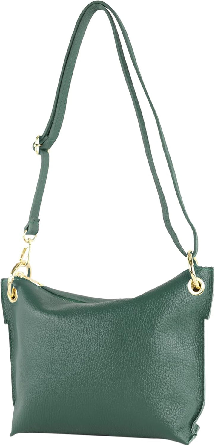 modamoda de T243 Damen Leder Umhängetasche Schultertasche handmade in Italy Petrolgrün, Petrolgrün
