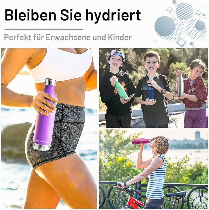 HoneyHolly Trinkflasche Edelstahl - 750ml - Thermosflasche, BPA-Frei, Trinkflasche Sport - Auslaufsi