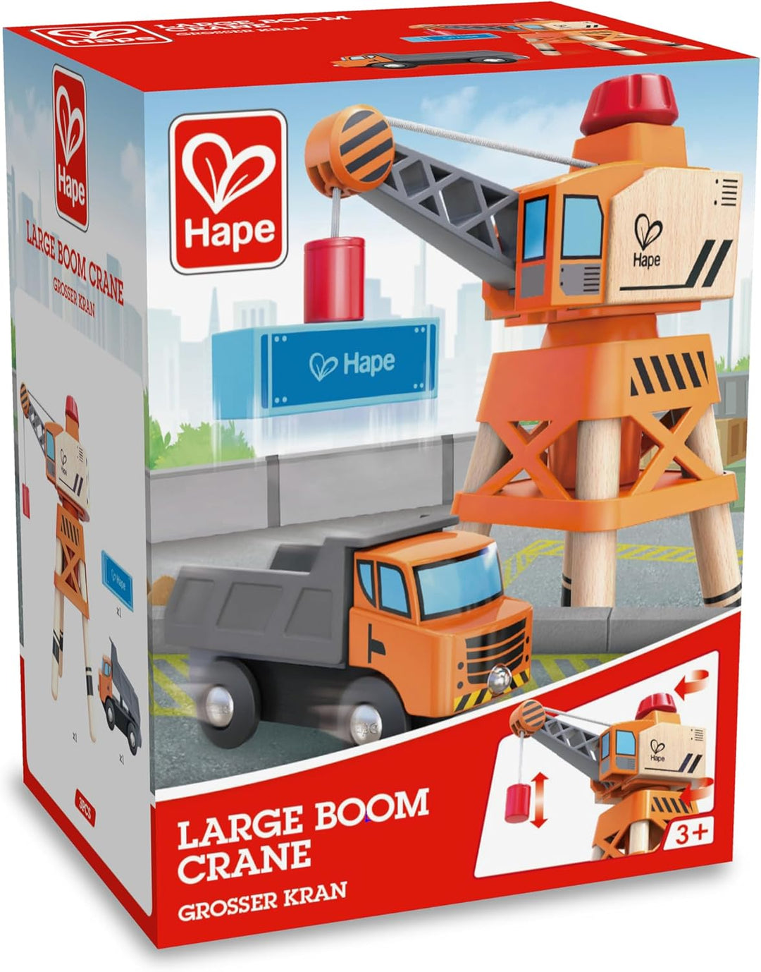 Hape Eisenbahn Spielset mit Kran, drehbarem Kipper und Ladung, ab 3 Jahren