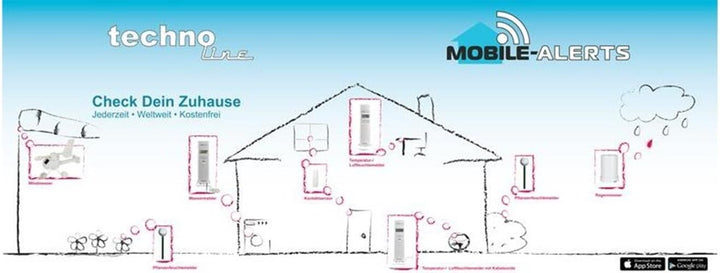 Technoline Mobile Alerts Fensterkontakt 1-er Set MA 10800-1, 1 x weisses Gehäuse und 1 x braunes Geh