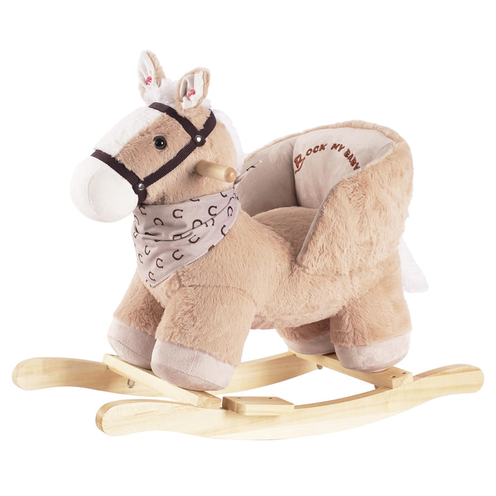 Plüsch Rocking Horse -Schaukelpferd Schaukeltier Schaukelspielzeug，TIC、CPC Zertifizierung Karamell,